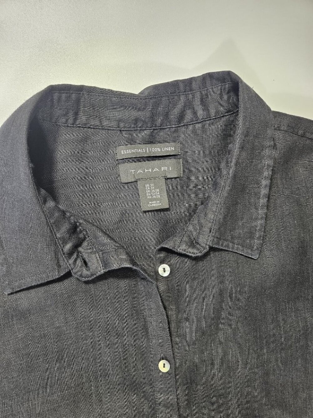 TAHARI Essentials 100% Linen Button Front Shirt ~ Size 3X - Picture 4 of 4